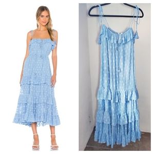 Revolve - Karina Grimaldi Blue Lori Ruffle Midi Romantic Dress